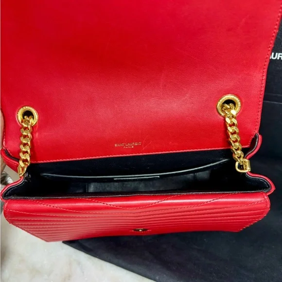 Saint Laurent Red Quilted Leather Bag - Picture 2 of 14